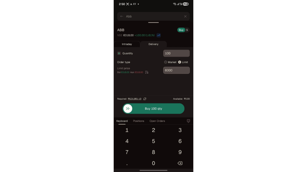Enter the limit desired price and quantity