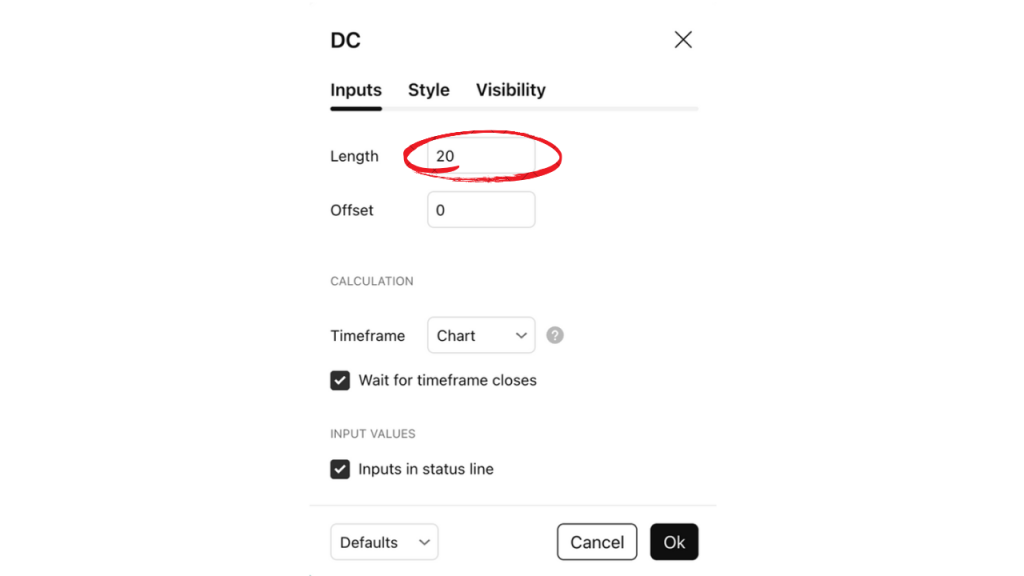 The time period can be adjusted easily from the indicator settings by increasing or decreasing its length.